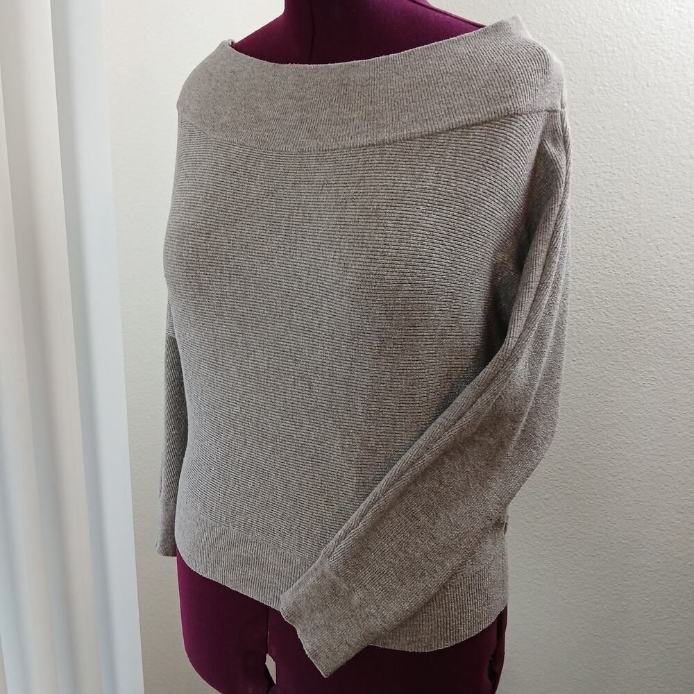 Dreamers by Debut Taupe Off Shoulder Sweater M long sleeve knit dance neutral